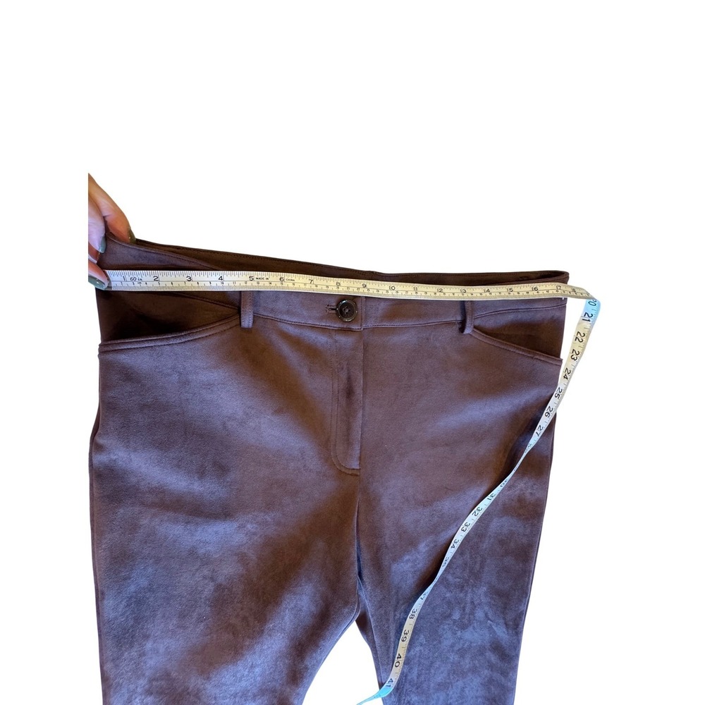 Tommy Hilfiger faux suede Brown Bootcut Stretch Pants women Size 12 - Picture 4 of 11